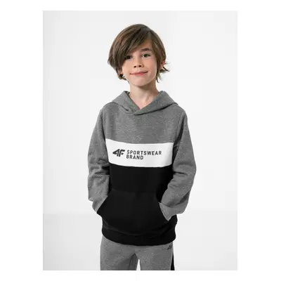 Fiú kapucnis pulóver 4F JUNIOR BOYS SWEATSHIRT JBLM003-24M-MIDDLE GREY MELANGE