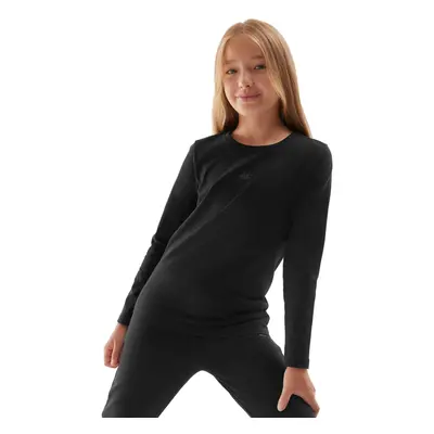 Hosszú ujjú lány póló 4F JUNIOR LONGSLEEVE-JAW23TLONF141-20S-DEEP BLACK