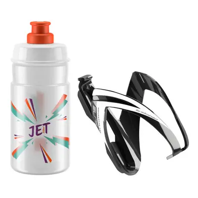 Kerékpáros palack ELITE KIT CEO black glossy + bottle JET 350 ml clear orange logo