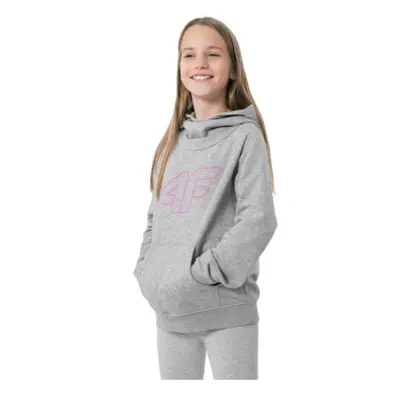 Lány kapucnis pulóver 4F JUNIOR GIRLS SWEATSHIRT JBLD002-25M-GREY MELANGE