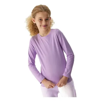 Hosszú ujjú lány póló 4F JUNIOR LONGSLEEVE-JAW23TLONF141-52S-LIGHT VIOLET