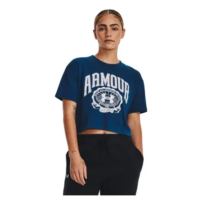 Rövid ujjú női edzőing UNDER ARMOUR UA COLLEGIATE CREST CROP SS -BLU