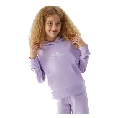 Lány kapucnis pulóver 4F JUNIOR SWEATSHIRT-JAW23TSWSF645-52S-LIGHT VIOLET