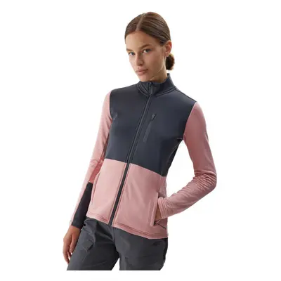 Női túra pulóver cipzárral 4F FLEECE-AW23TFLEF142-56S-LIGHT PINK