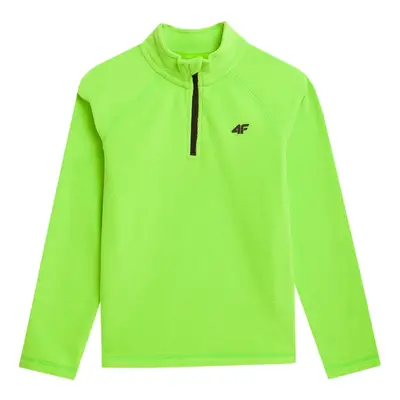 Fiú sípolár kabát 4F JUNIOR FLEECE UNDERWEAR-JAW23UFLEM019-41N-GREEN NEON