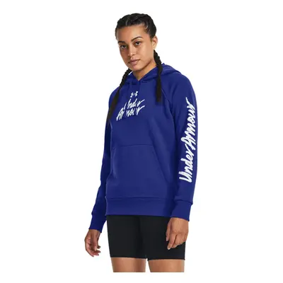 Hőszigetelt női edzőpulóver kapucnival UNDER ARMOUR UA Rival Fleece Graphic Hdy-Royal BLU