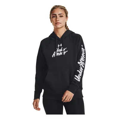 Hőszigetelt női edzőpulóver kapucnival UNDER ARMOUR UA Rival Fleece Graphic Hdy-BLK