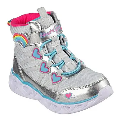 Lányok magas téli csizma SKECHERS Heart Lights Sweet Styling grey silver