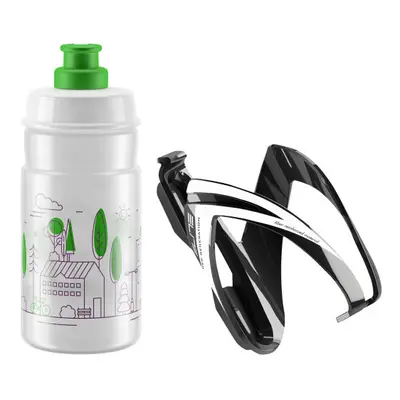 Kerékpáros palack ELITE KIT CEO black glossy + bottle JET 350 ml clear green logo