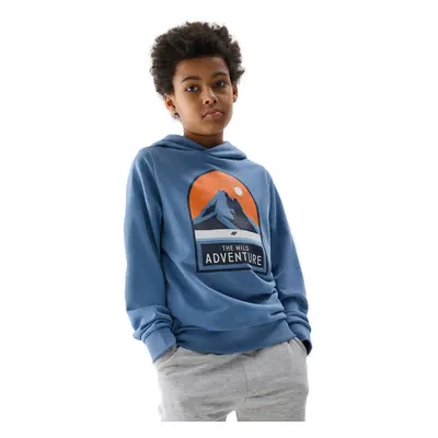 Fiú túrapulóver kapucnival 4F JUNIOR SWEATSHIRT-4FJWSS24TSWSM0933-33S-BLUE