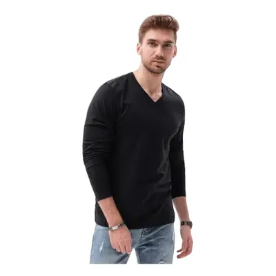 Férfi póló hosszú ujjal és V-nyakkivágással OMBRE T-shirt LS-L136-V6-BLACK