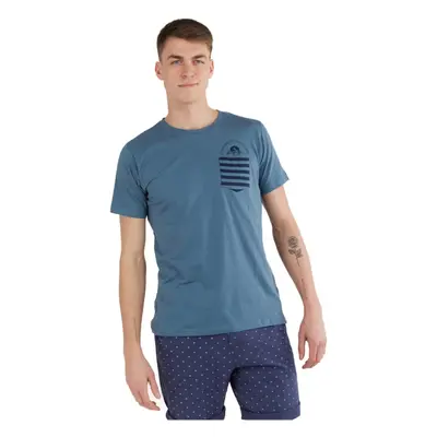 Rövid ujjú férfi póló FUNDANGO Jaggy Pocket T-shirt-460-turkis