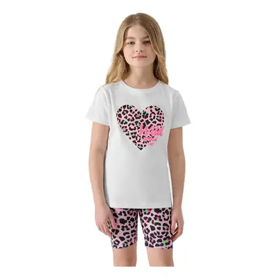 Rövid ujjú lány póló 4F JUNIOR TSHIRT-4FJWSS24TTSHF1143-10S-WHITE