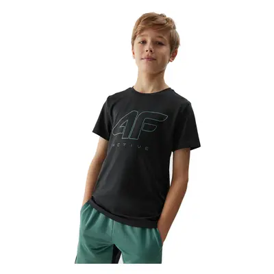 Fiú edző ing rövid ujjal 4F JUNIOR TSHIRT FNK-4FJWSS24TFTSM691-20S-DEEP BLACK