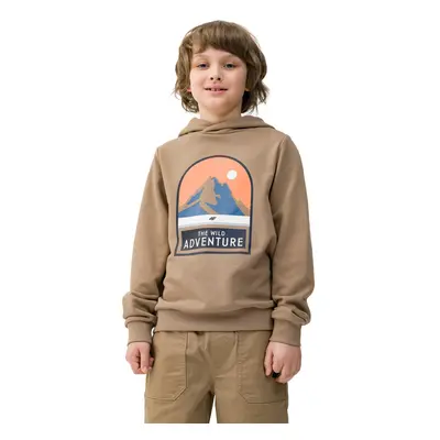 Fiú túrapulóver kapucnival 4F JUNIOR SWEATSHIRT-4FJWSS24TSWSM0933-81S-BROWN