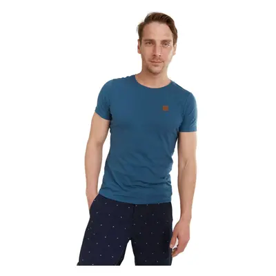 Rövid ujjú férfi póló FUNDANGO Jaggy Structured T-Shirt-459-lagoon