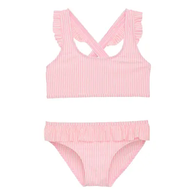 Lányok fürdőruha COLOR KIDS Bikini W. Skirt, Seersucker, salmon rose