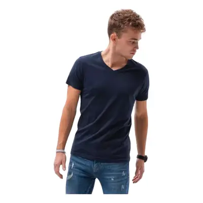 Férfi póló rövid ujjal, V-kivágással OMBRE T-shirt SS-S1369-V2-NAVY