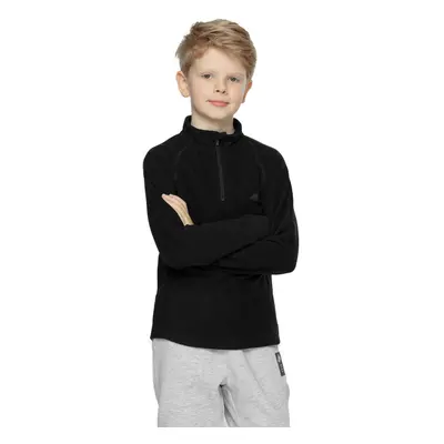 Fiú szigetelt sídzseki 1 2 cipzárral 4F JUNIOR BOYS MIDLAYER HJZ21-JBIMP001B-20S-DEEP BLACK