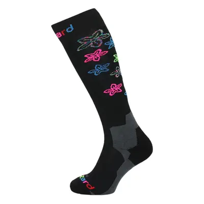 Junior sí térdzokni (zokni) BLIZZARD Viva Flowers ski socks junior,black flowers