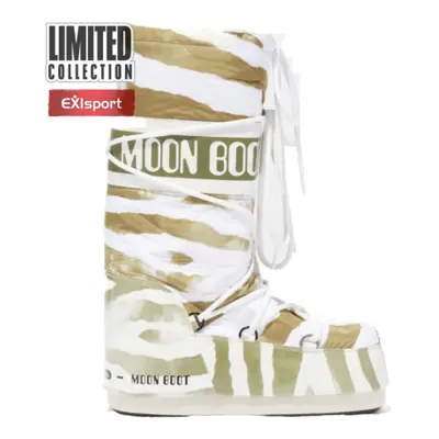 Női magas téli csizma MOON BOOT Icon Zebra white sage