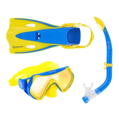 Junior búvár snorkeling készlet AQUALUNG SET HERO YELLOW BLUE LENS MIRROR