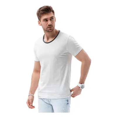 Férfi póló rövid ujjal, V-kivágással OMBRE T-shirt OM-TSCT-22SS-004 V-6 white