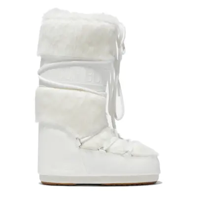 Női magas téli csizma MOON BOOT MB ICON FAUX FUR -A002 OPTICAL WHITE