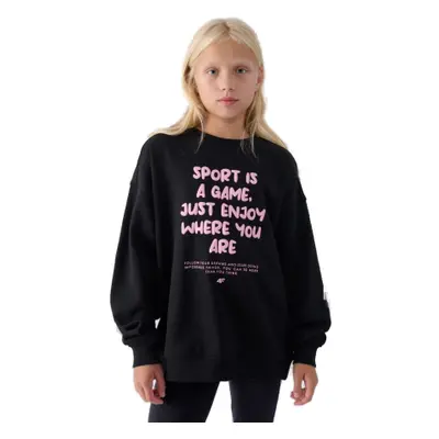 Lány pulóver 4F JUNIOR SWEATSHIRT-JWAW24TSWSF1214-20S-DEEP BLACK