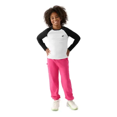 Lányok melegítőnadrágja 4F JUNIOR TROUSERS-JWAW24TTROF754-55S-HOT PINK