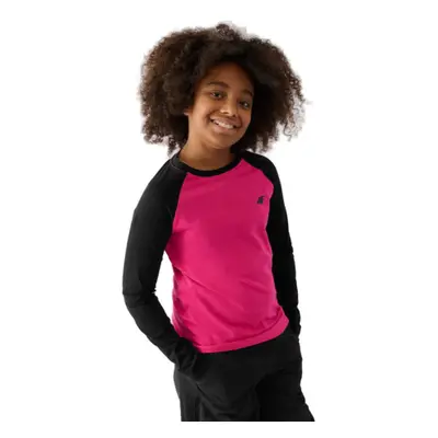 Hosszú ujjú lány póló 4F JUNIOR LONGSLEEVE-JWAW24TLONF291-55S-HOT PINK