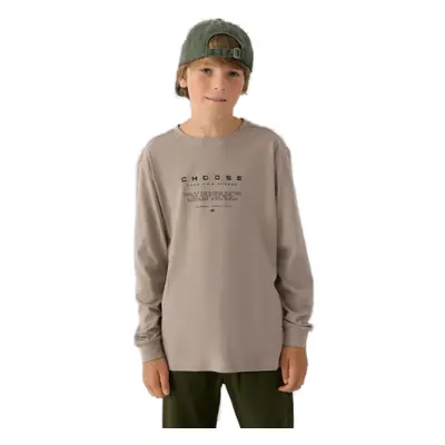 Fiú hosszú ujjú póló 4F JUNIOR LONGSLEEVE-JWAW24TLONM294-26S-WARM LIGHT GREY