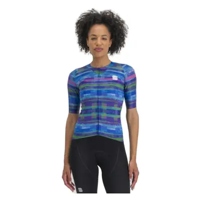 Rövid ujjú női kerékpáros mez SPORTFUL Glitch w bomber jersey, multicolor blue