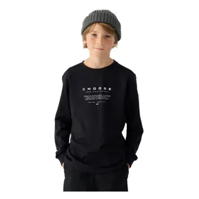 Fiú hosszú ujjú póló 4F JUNIOR LONGSLEEVE-JWAW24TLONM294-20S-DEEP BLACK