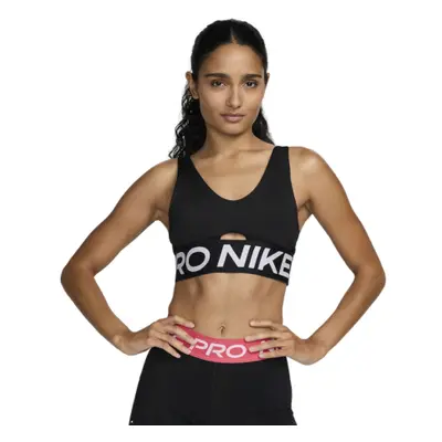 Női edző sportmelltartó NIKE W NP INDY PLUNGE BRA BOLD-010 BLACK WHITE WHITE