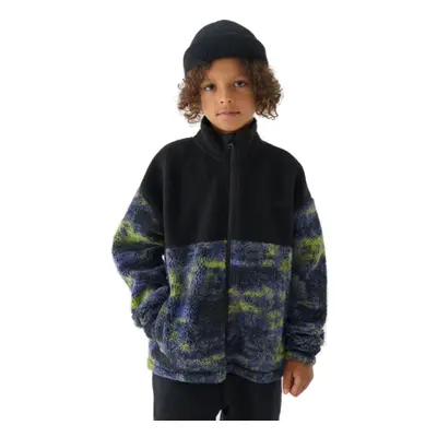 Fiú gyapjú pulóver cipzárral 4F JUNIOR FLEECE-JWAW24TFLEM246-20S-DEEP BLACK