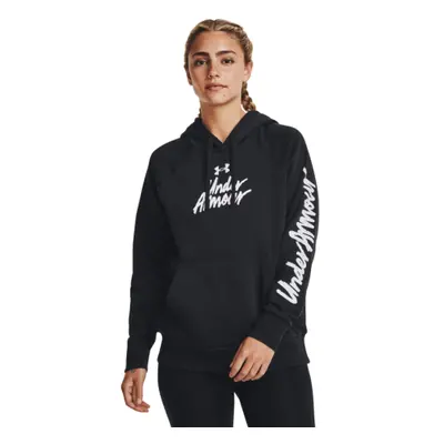 Hőszigetelt női edzőpulóver kapucnival UNDER ARMOUR UA Rival Fleece Graphic Hdy-BLK