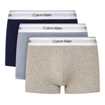 Férfi boxerek CALVIN KLEIN 3 PACK-LOW RISE TRUNK-NEW NAVY, TROPOSPHERE, GREY HEATHER