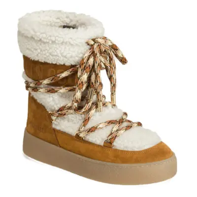 Női magas téli csizma MOON BOOT Light Low Shearling whisky off white NF