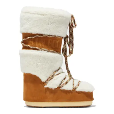 Női magas téli csizma MOON BOOT MB ICON SHEARLING -MA03 WHISKY OFF WHITE