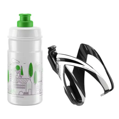 Kerékpáros palack ELITE KIT CEO black glossy + bottle JET 350 ml clear green logo