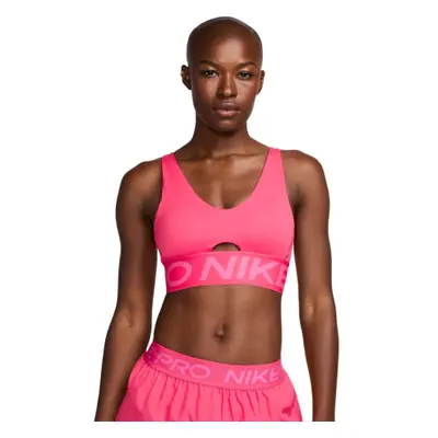 Női edző sportmelltartó NIKE PRO W NP INDY PLUNGE BRA BOLD-629 ASTER PINK PINKSICLE WHITE