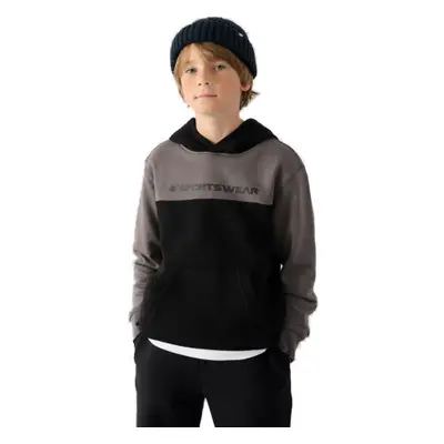 Fiú kapucnis pulóver 4F JUNIOR SWEATSHIRT-JWAW24TSWSM1222-20S-DEEP BLACK