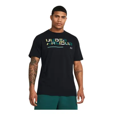 Rövid ujjú férfi póló UNDER ARMOUR UA Colorblock Wordmark SS-BLK