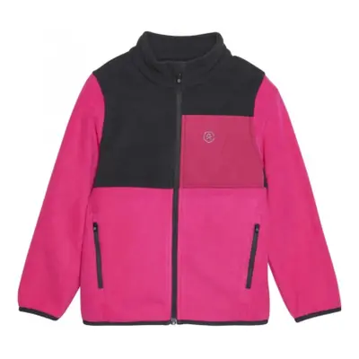 Cipzáros, gyapjú lány pulóver COLOR KIDS Fleece Jacket - Colorblock, fuchsia purple