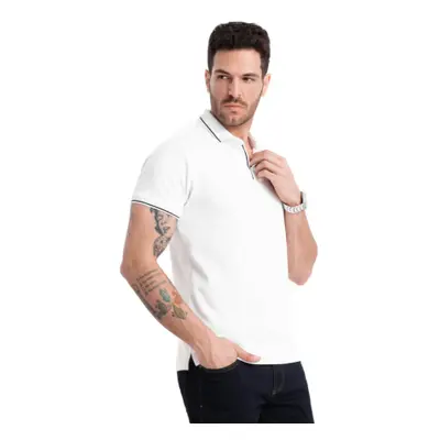 Férfi póló rövid ujjal, V-kivágással OMBRE T-shirt OM-POSS-0110 V-1 white