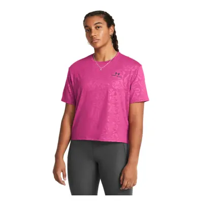 Rövid ujjú női edzőing UNDER ARMOUR Rush Energy Emboss Crop SS-PNK