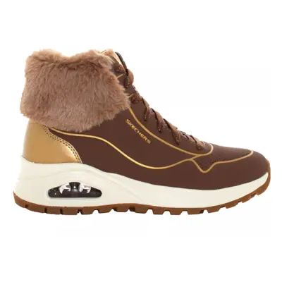 Női téli bokacsizma SKECHERS Uno Rugged Zip Up taupe gold