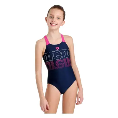 Lány úszó egyrészes fürdőruha ARENA SWIMSUIT V BACK GRAPHIC Blue