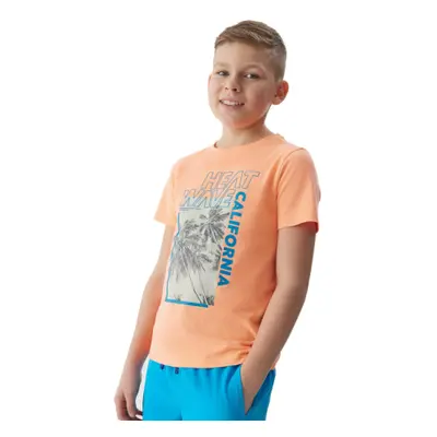 Fiú rövid ujjú póló 4F JUNIOR TSHIRT-4FJWSS24TTSHM1137-70N-ORANGE NEON